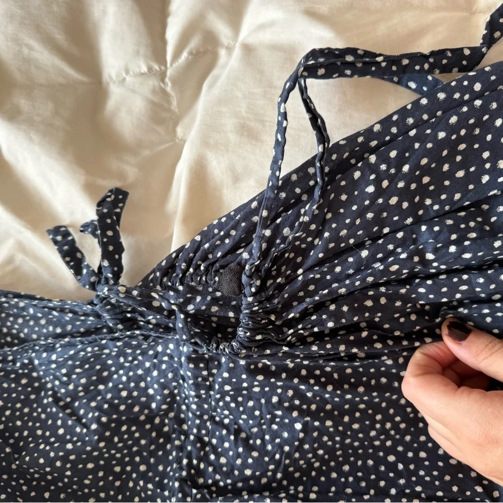 J Crew Navy & White Polka Dot Midi Coverup Dress Small